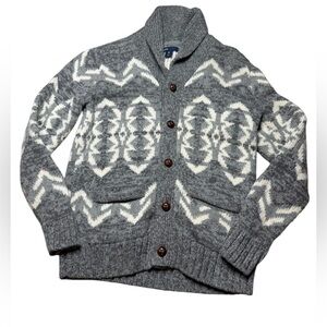 Gap Kids Shawl Collar Cardigan Sweater Size 8 | Gray & Cream Fair Isle